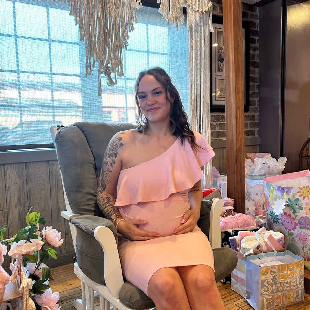Maternity Pink One-Shoulder Dress